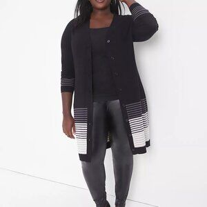 Plus Size Lane Bryant Black and White Lightweight Long Cardigan/ Duster